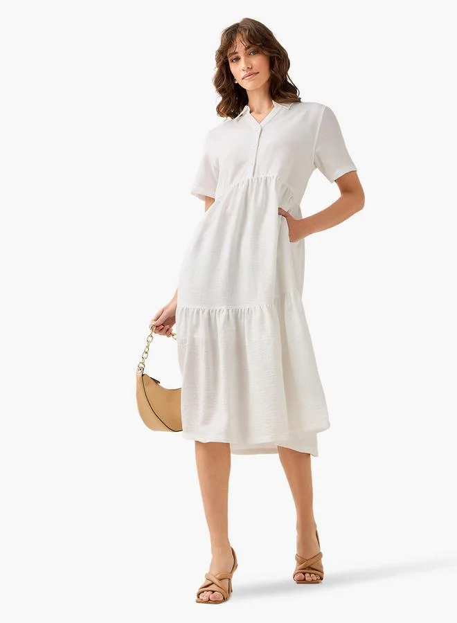 سبلاش فيڤ Tiered Midi Dress with Collar